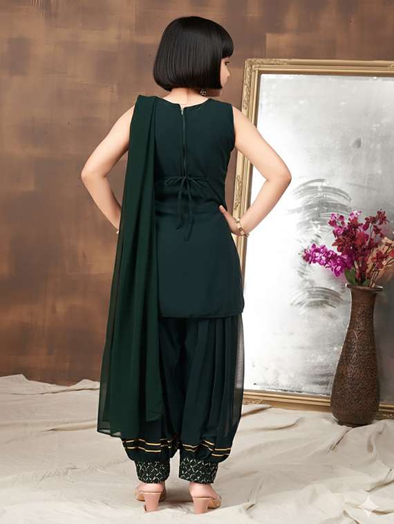 girls embroidered kurta and salwar set with dupatta - 22265837 -  Standard Image - 3