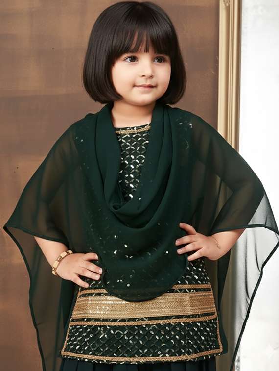 girls embroidered kurta and salwar set with dupatta - 22265840 -  Standard Image - 3