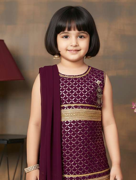 girls embroidered kurta and salwar set with dupatta - 22265841 -  Standard Image - 3