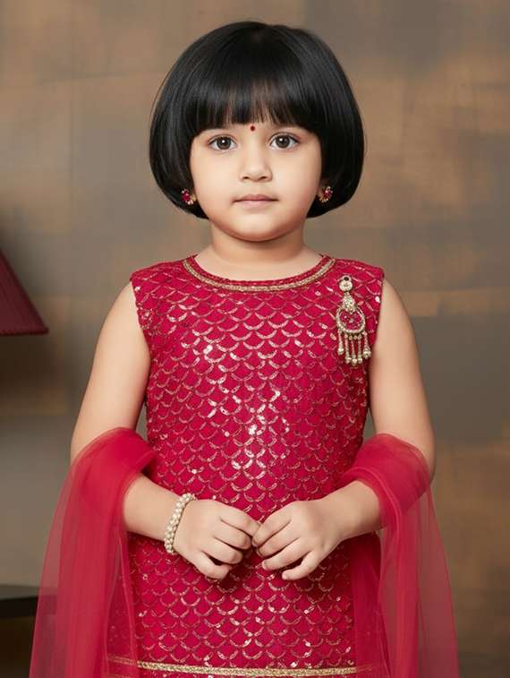 girls embroidered kurta and salwar set with dupatta - 22265842 -  Standard Image - 3