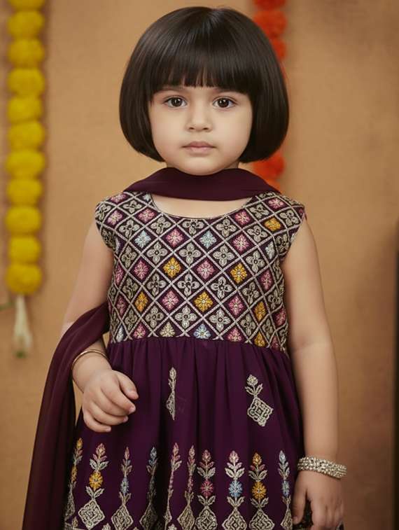 girls embroidered kurta and salwar set with dupatta - 22265846 -  Standard Image - 3