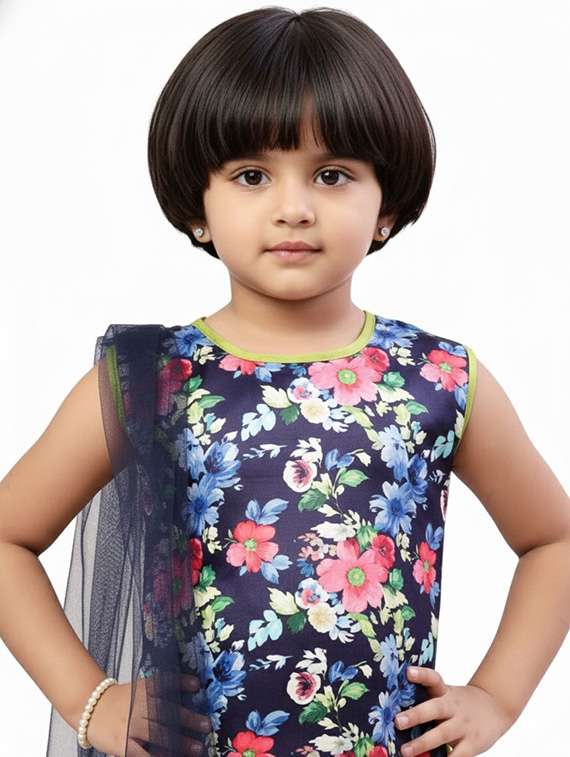 girls printed kurta and salwar with dupatta set - 22265849 -  Standard Image - 3
