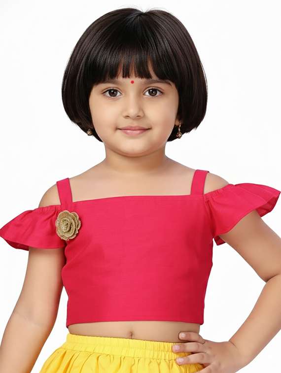 girls solid lehenga and choli set - 22265871 -  Standard Image - 3