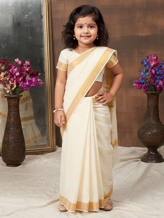 girls bordered ready to wear saree