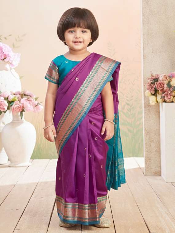 girls bordered ready to wear saree