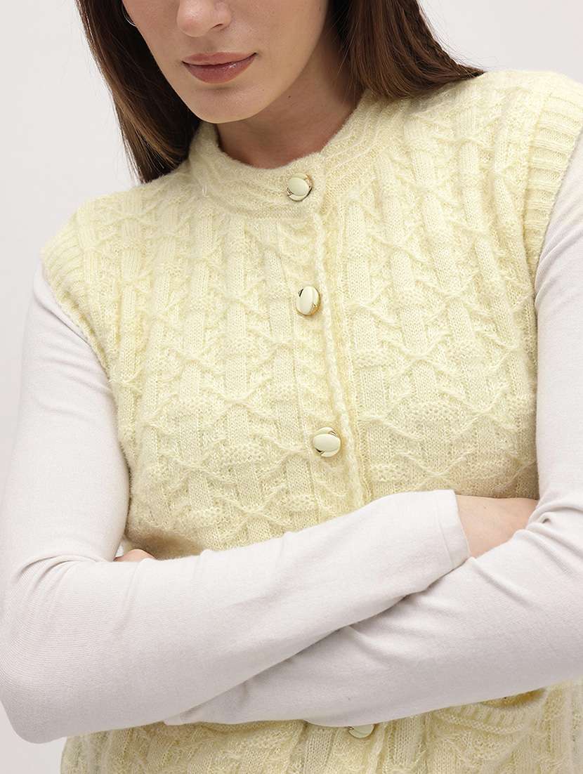 women self designed sleeveless cardigan - 22265877 -  Standard Image - 5