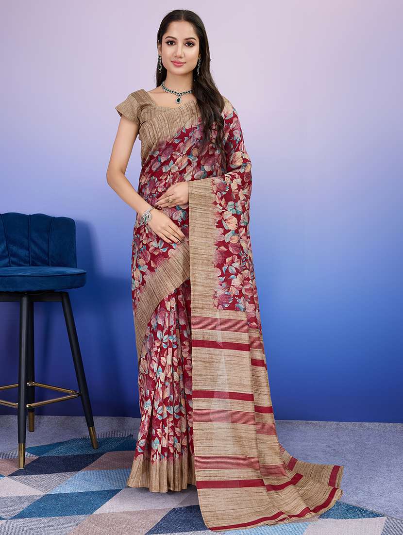 women printed casual wear saree with blouse