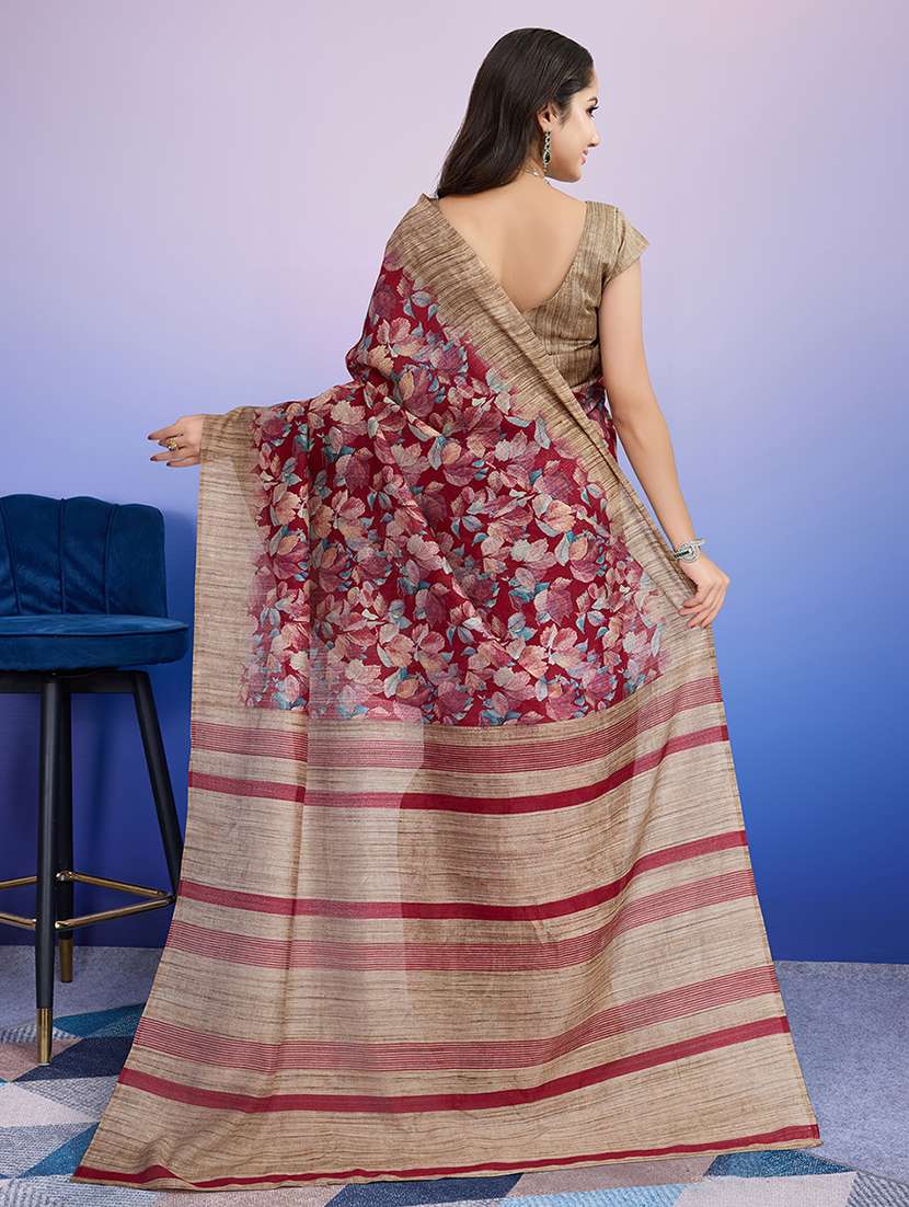 women printed casual wear saree with blouse - 22265911 -  Standard Image - 3