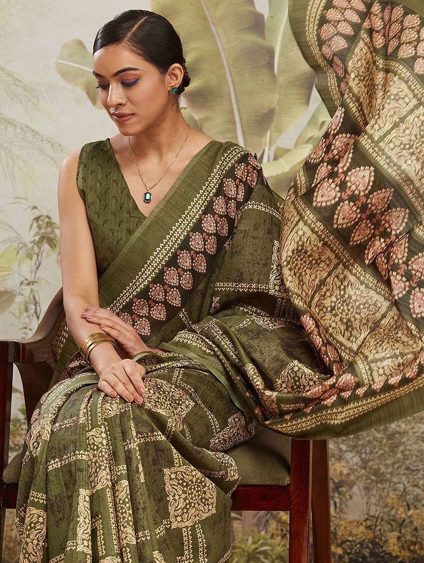 women printed casual wear saree with blouse - 22265912 -  Standard Image - 3