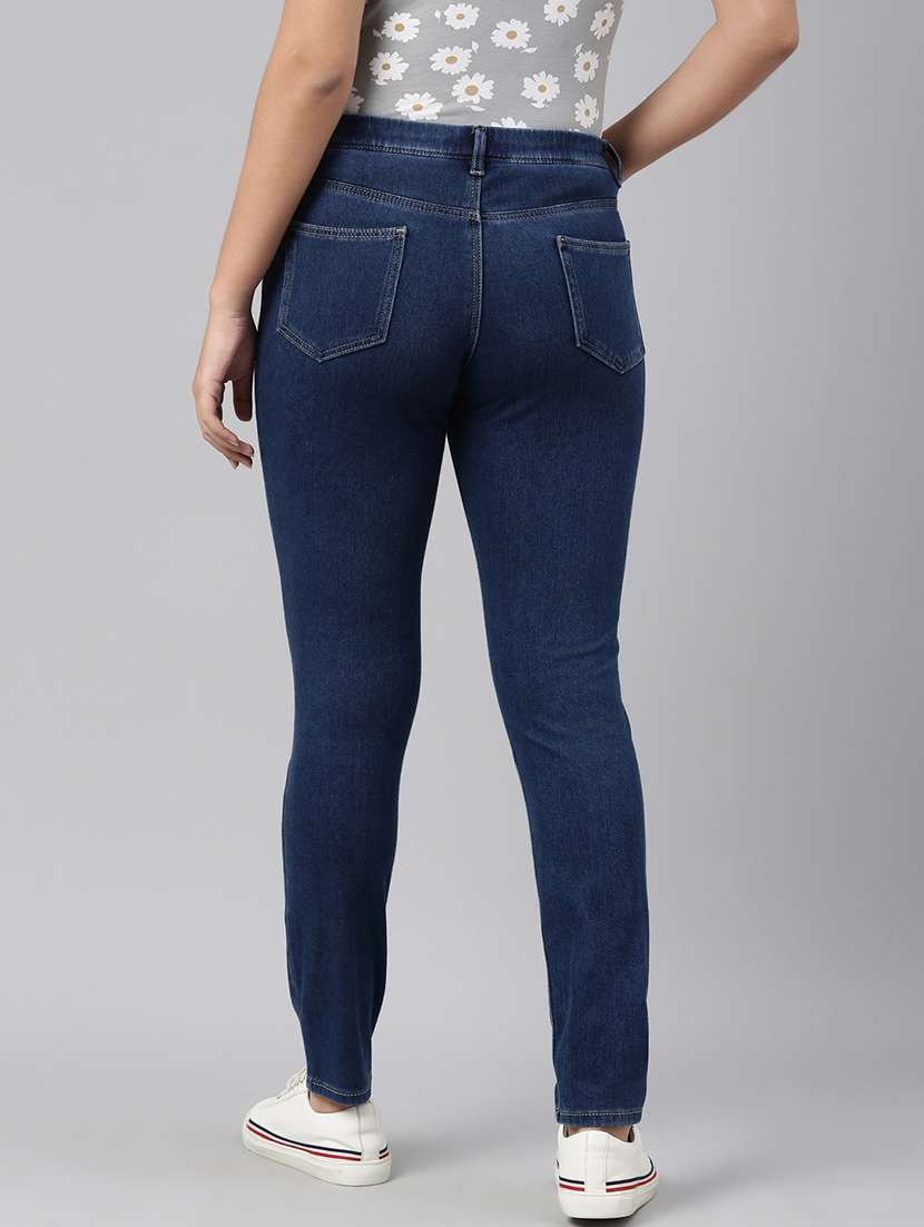 women plain high rise slim fit jeans - 22265975 -  Standard Image - 3