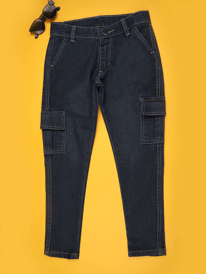 girls solid mid rise cargo jean