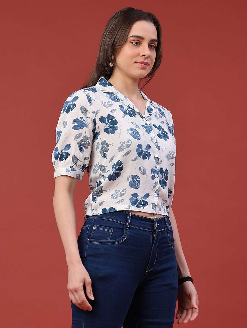 women blue cotton regular shirt - 22266104 -  Standard Image - 3