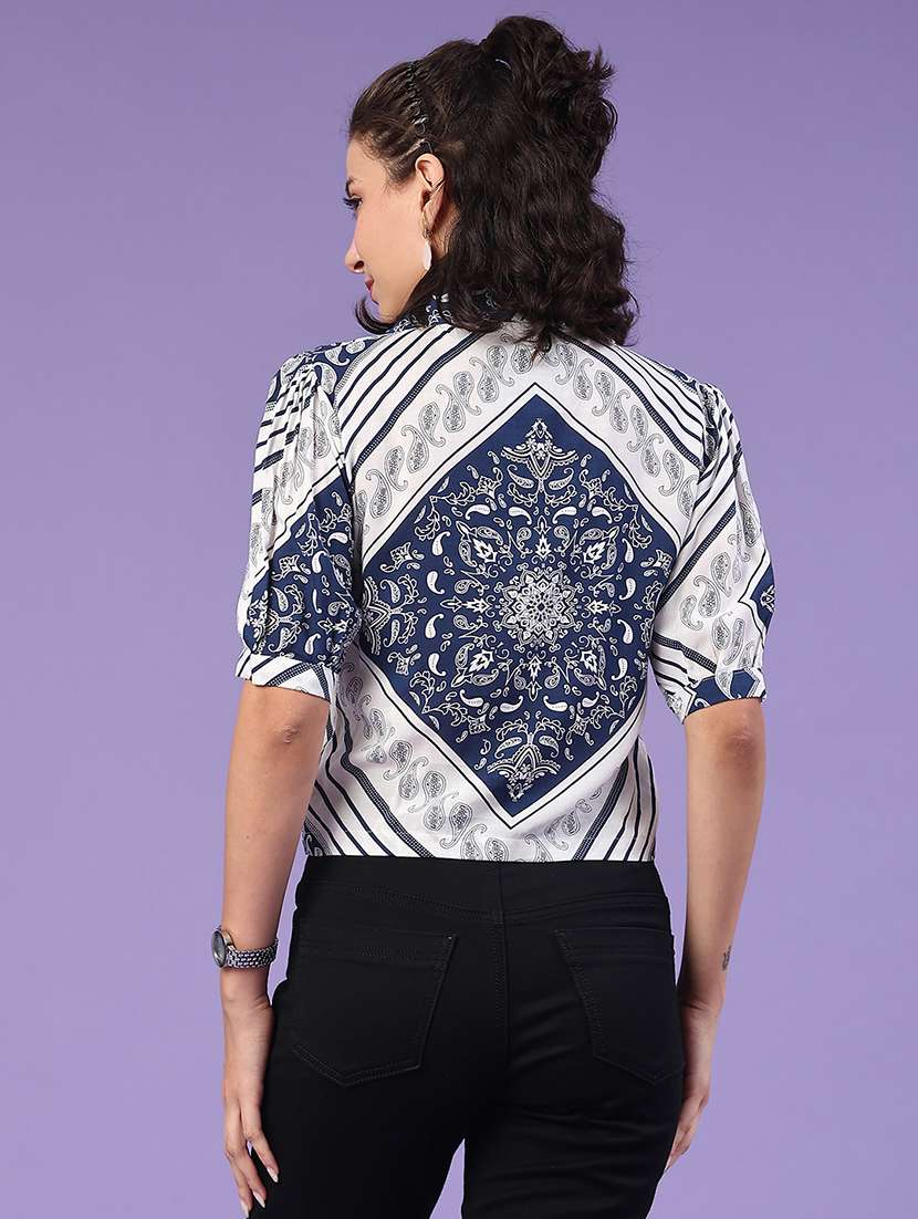 women blue cotton regular shirt - 22266105 -  Standard Image - 3