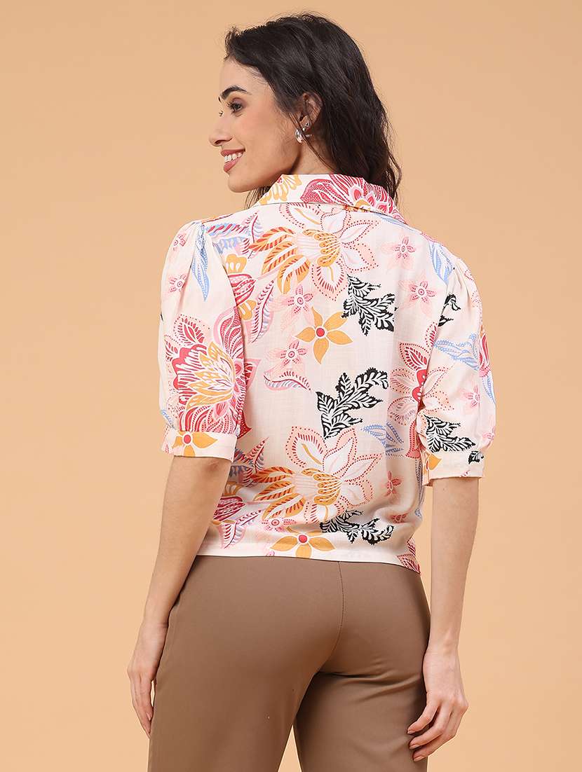 women floral print short sleeve shirt - 22266106 -  Standard Image - 3