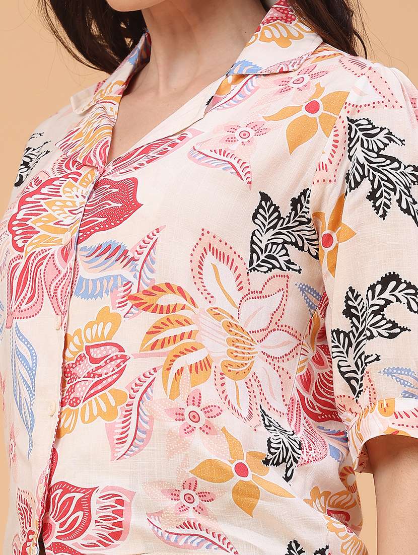 women floral print short sleeve shirt - 22266106 -  Standard Image - 5