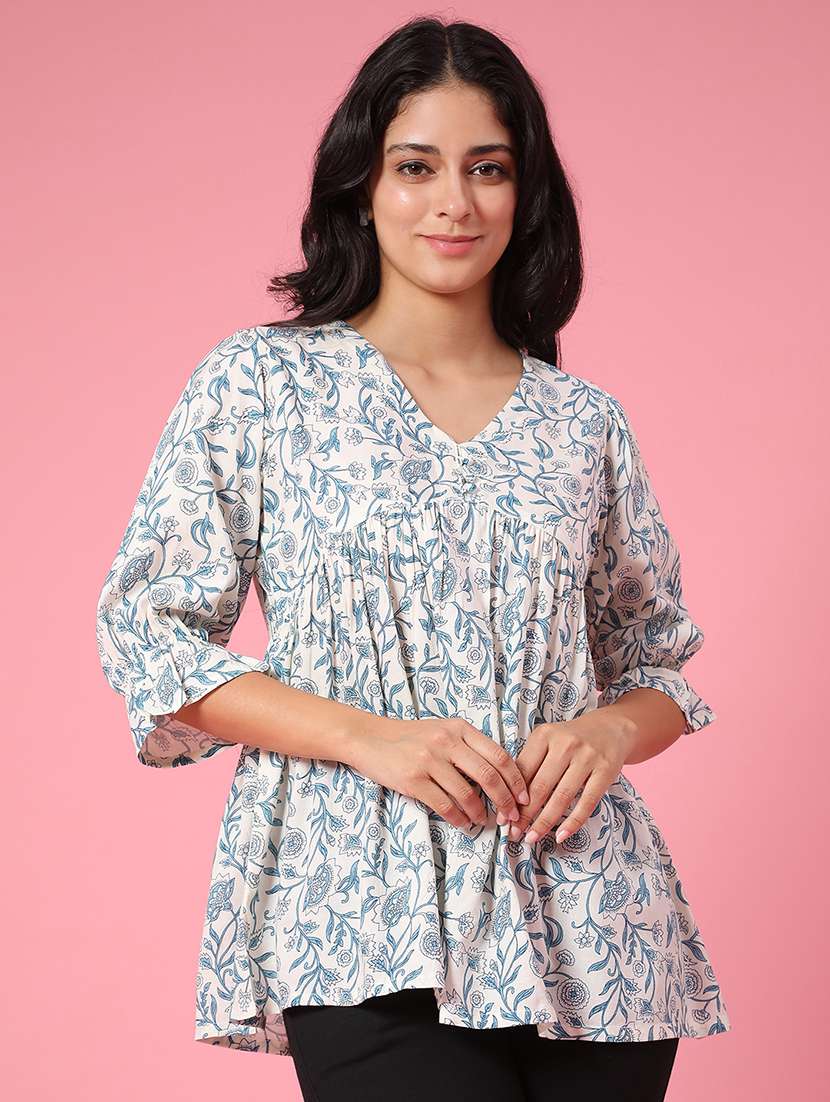 women white rayon flared kurti