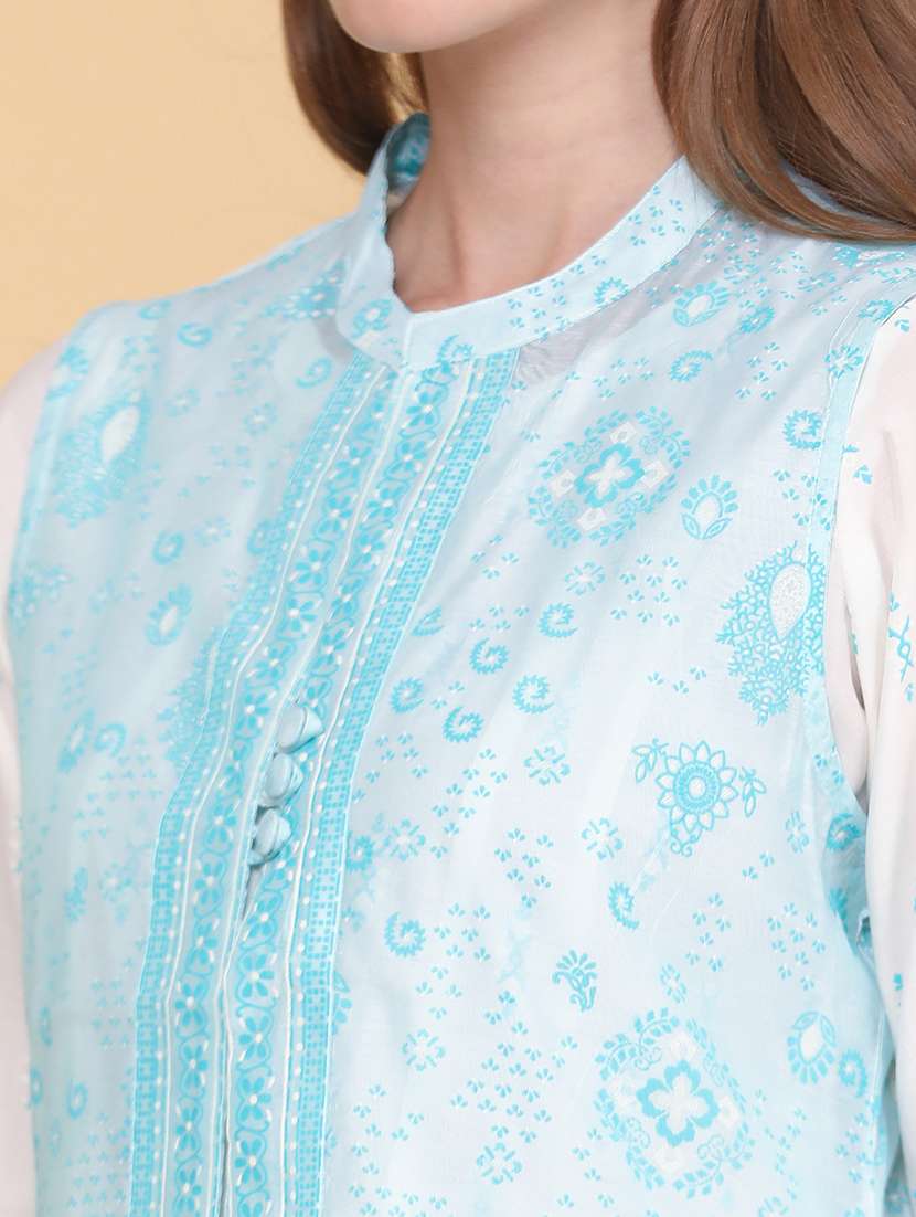 women printed three quarter sleeves kurta with jacket - 22266198 -  Standard Image - 5