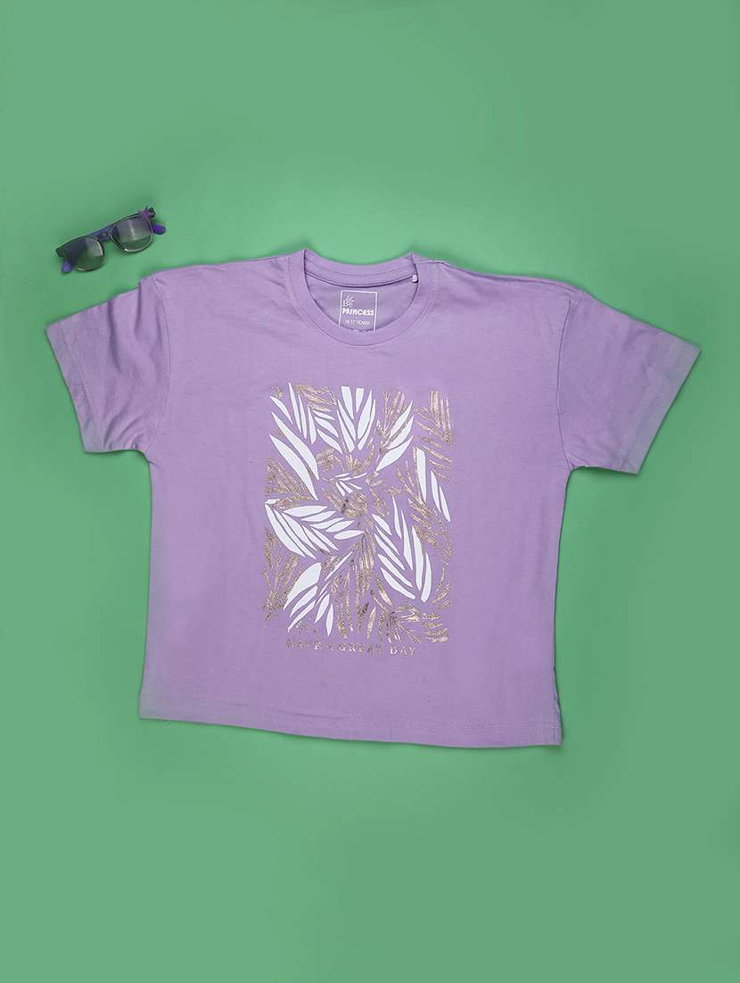 girls printed round neck t-shirt