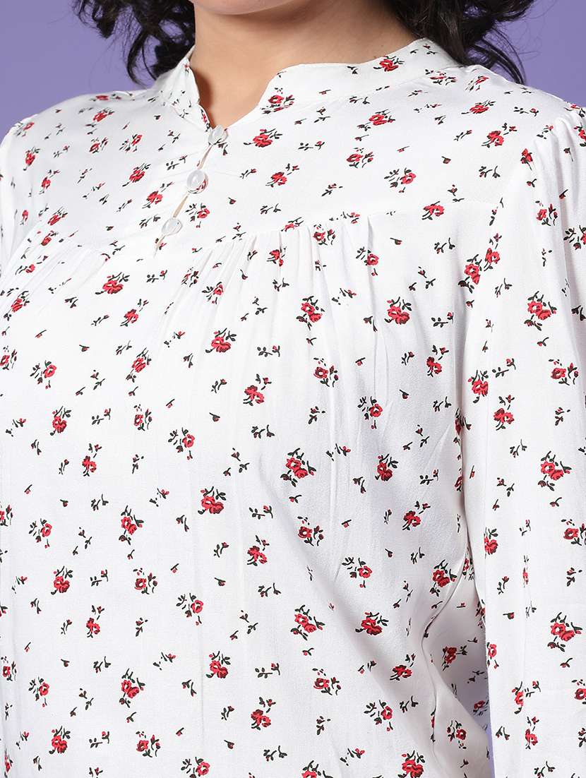 wome floral print three quarter sleeve top - 22266356 -  Standard Image - 5