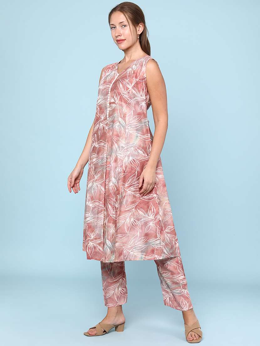 women printed sleeveless ethnic co-ord set - 22266377 -  Standard Image - 3