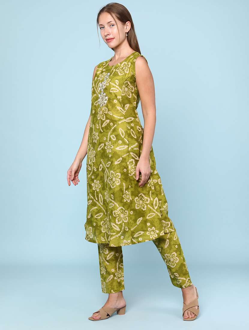 women floral printed sleeveless ethnic co-ord set - 22266398 -  Standard Image - 3