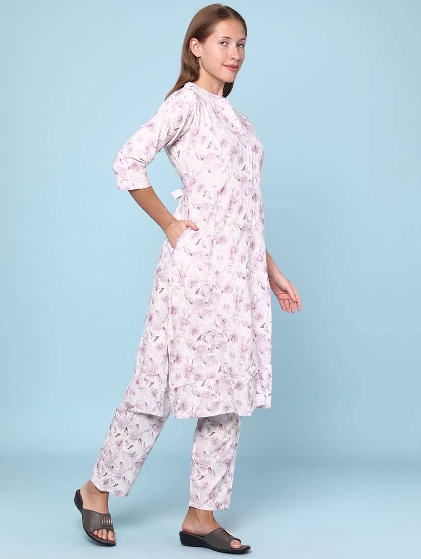 women floral printed three quarter sleeve ethnic co-ord set - 22266427 -  Standard Image - 3