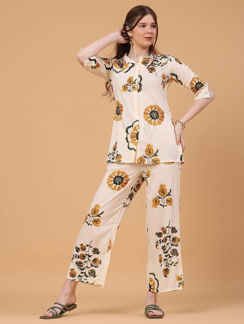 women floral three quarter sleeve ethnic co-ord set - 22266446 -  Standard Image - 3