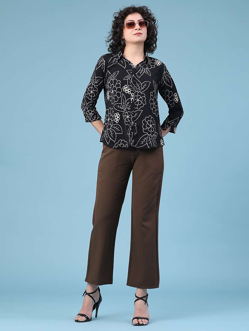 Women Solid Mid Rise Straight Trouser - 22266491 -  Standard Image - 5