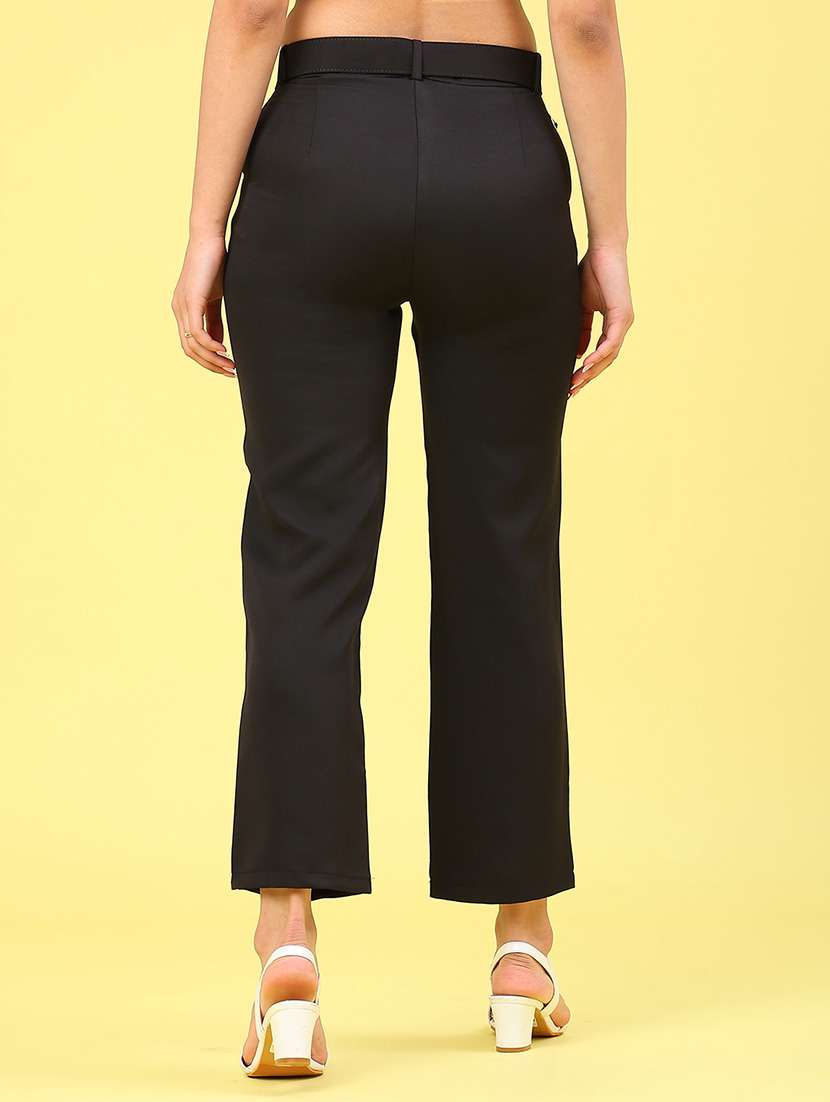women solid mid rise straight trouser - 22266496 -  Standard Image - 3
