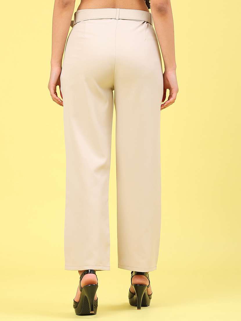 women solid mid rise straight trouser - 22266498 -  Standard Image - 3