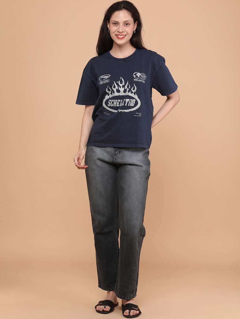 women blue cotton regular t-shirt - 22266660 -  Standard Image - 5