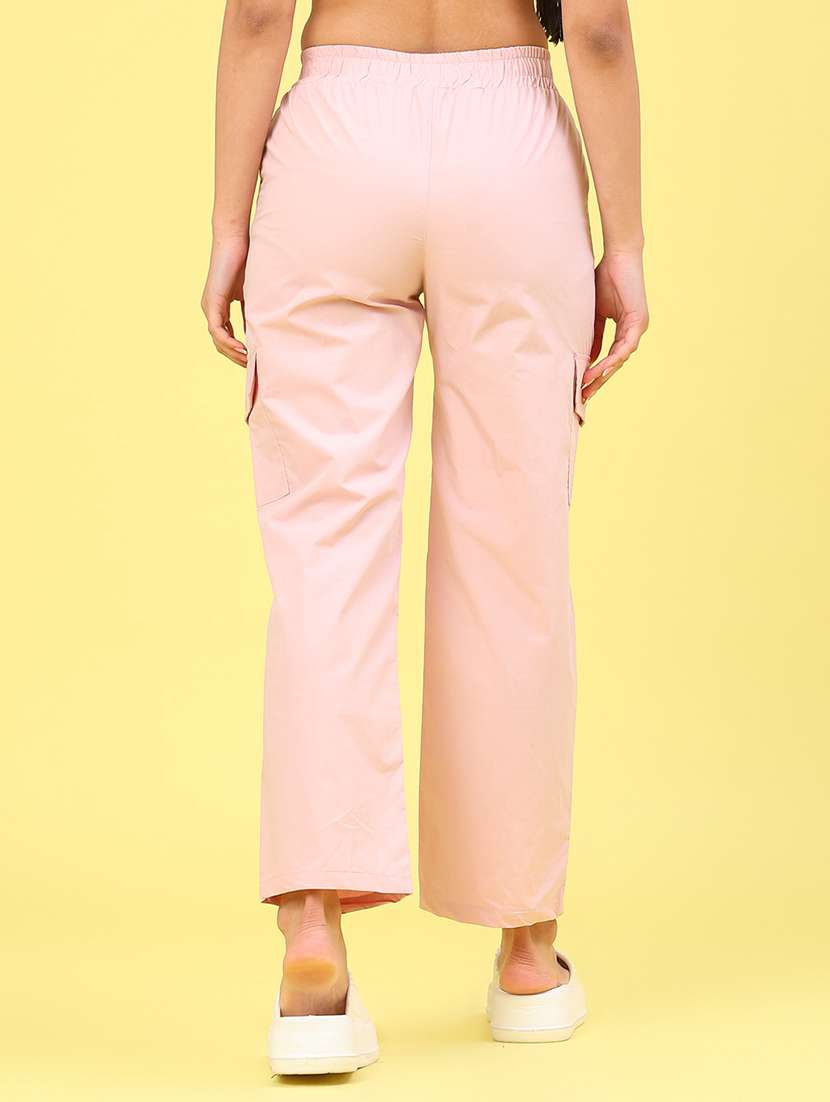 women solid mid rise regular fit cargo - 22266674 -  Standard Image - 3