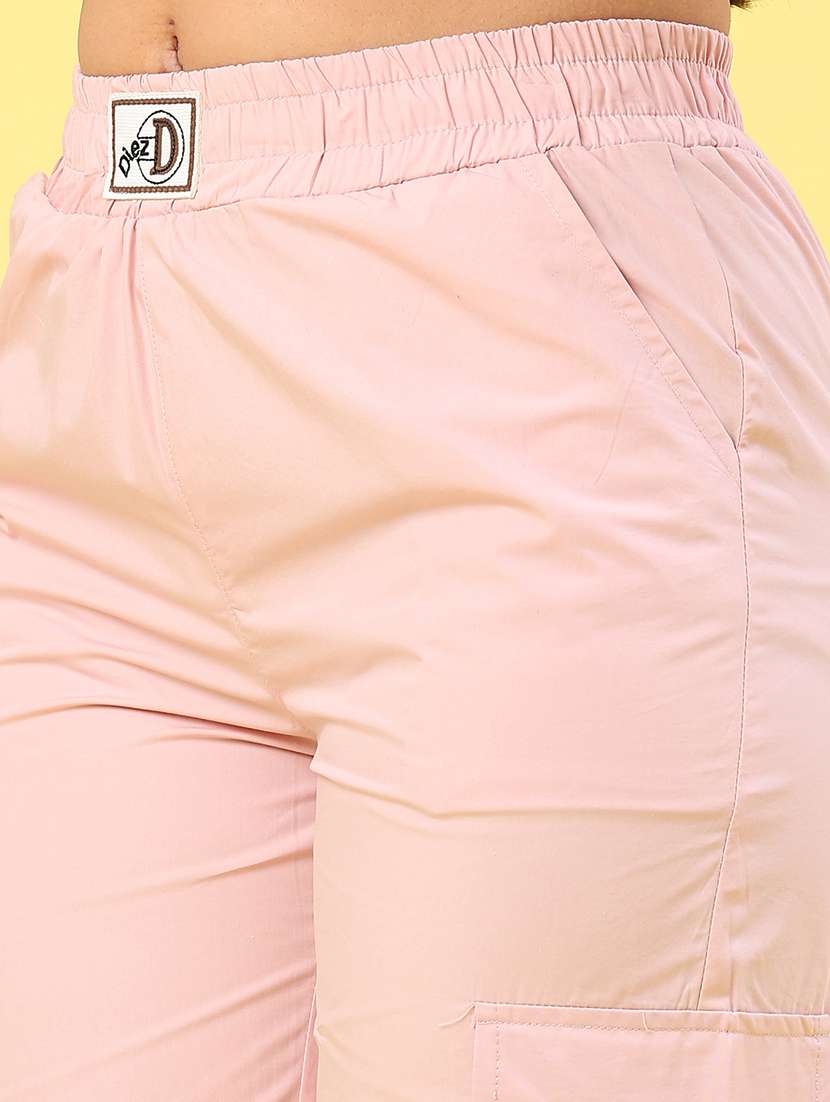 women solid mid rise regular fit cargo - 22266674 -  Standard Image - 5