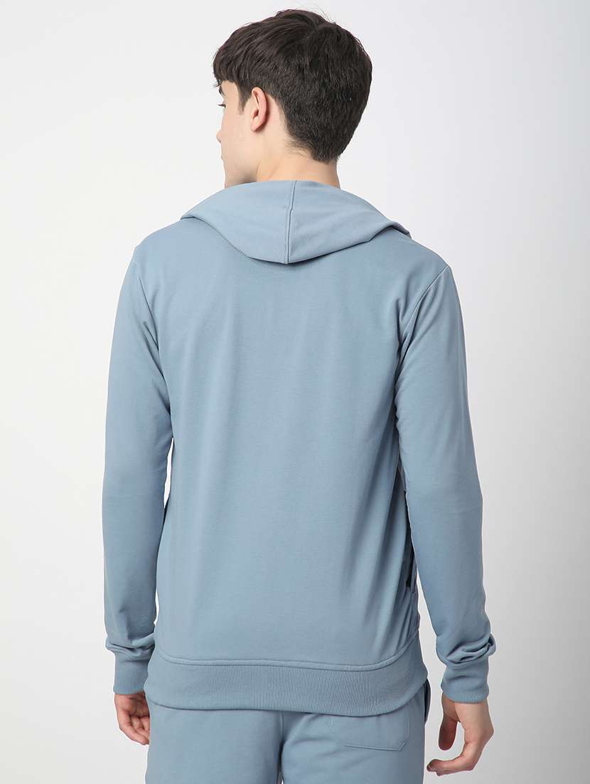 men solid long sleeve hooded sweatshirt - 22266755 -  Standard Image - 3