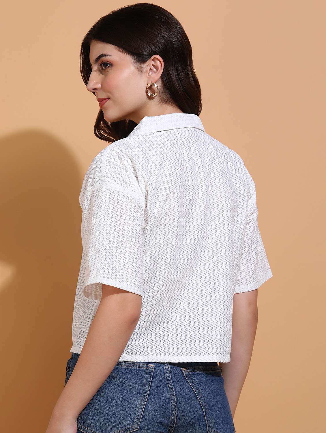 women self design drop sleeve shirt top - 22266771 -  Standard Image - 3