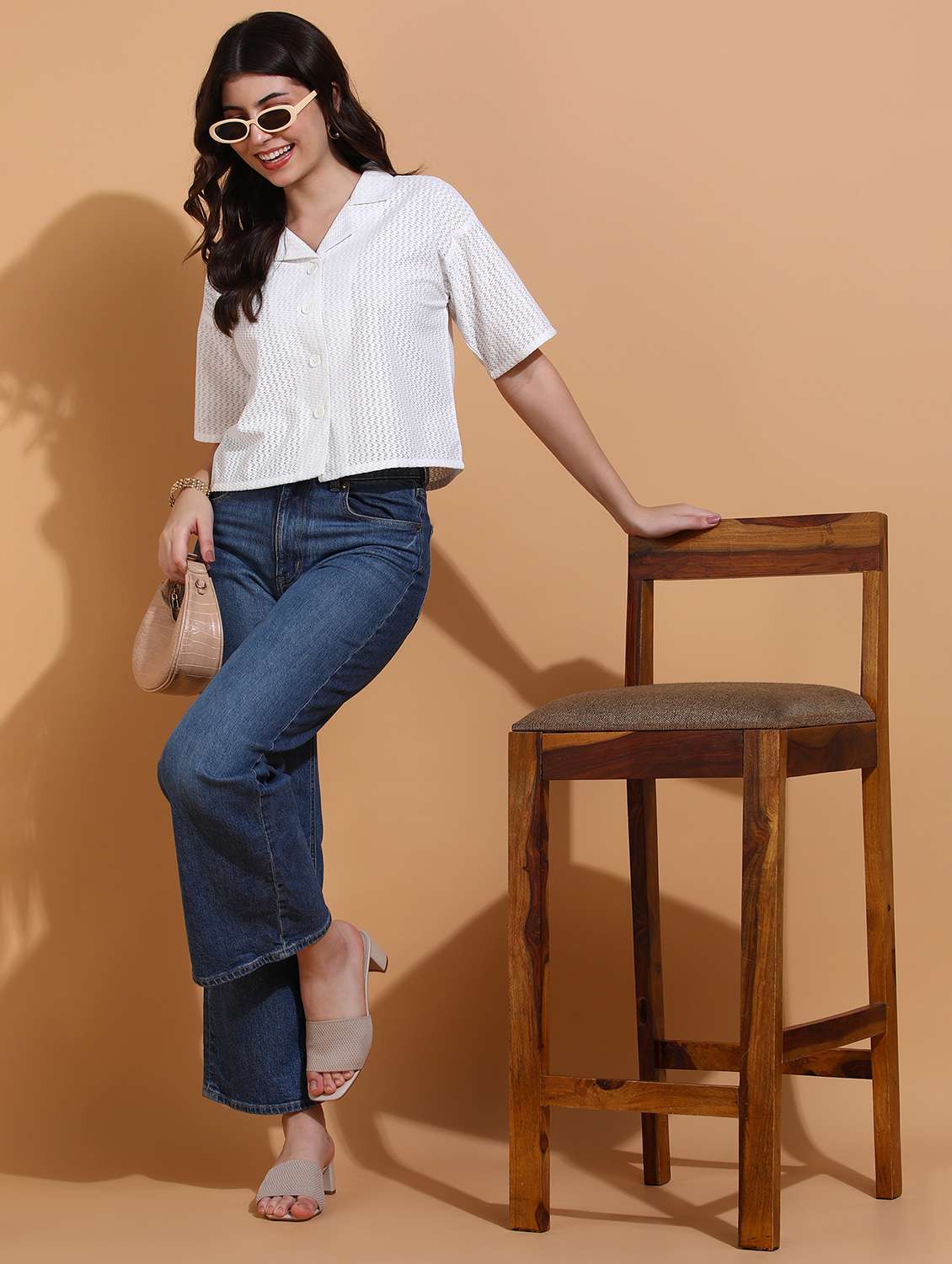 women self design drop sleeve shirt top - 22266771 -  Standard Image - 5