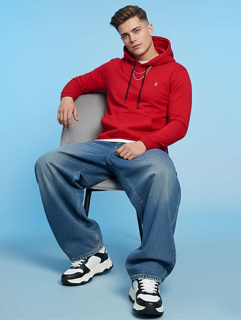 men solid long sleeve regular fit sweatshirt