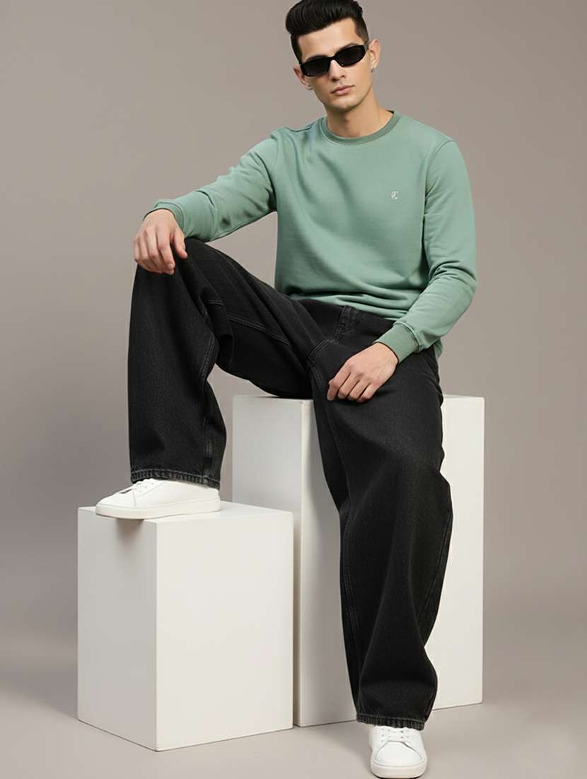 men solid long sleeve regular fit sweatshirt