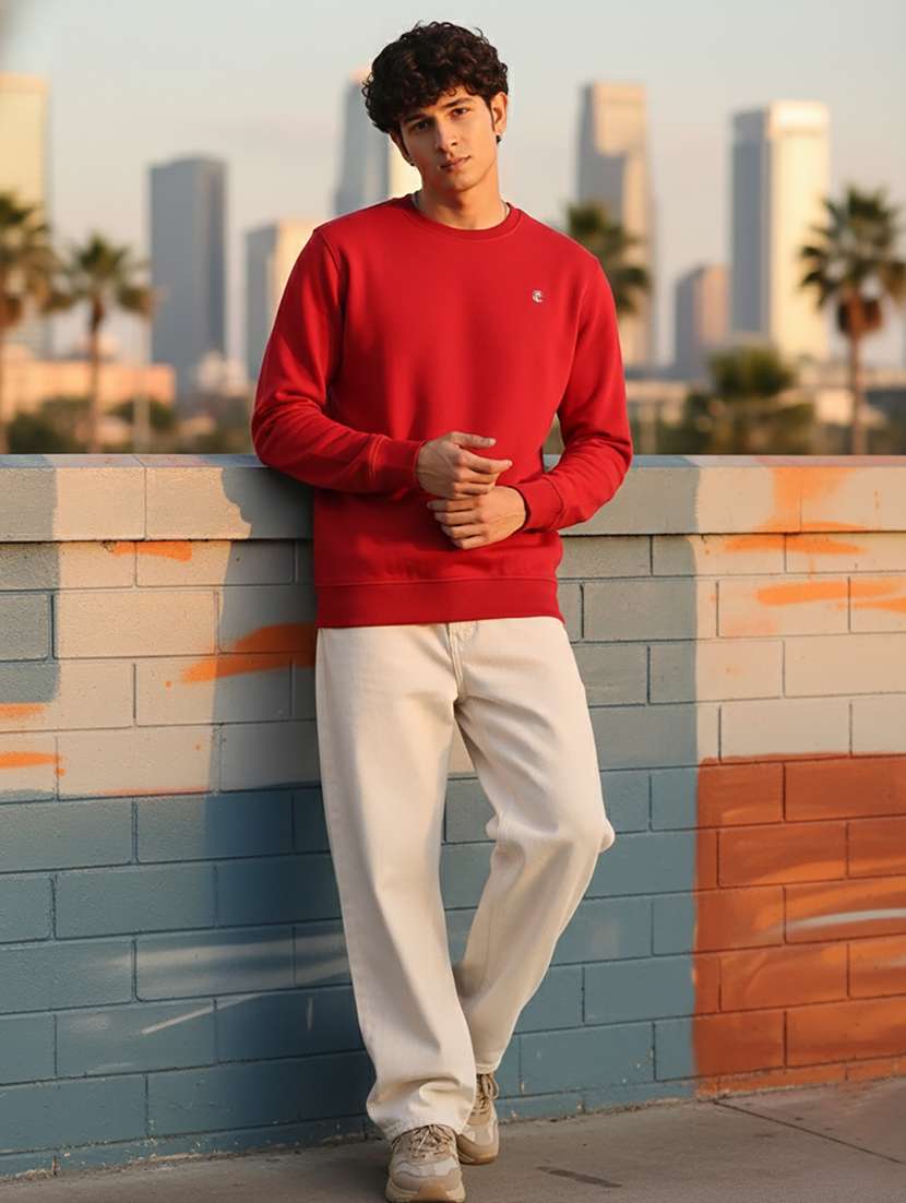 men solid long sleeve regular fit sweatshirt