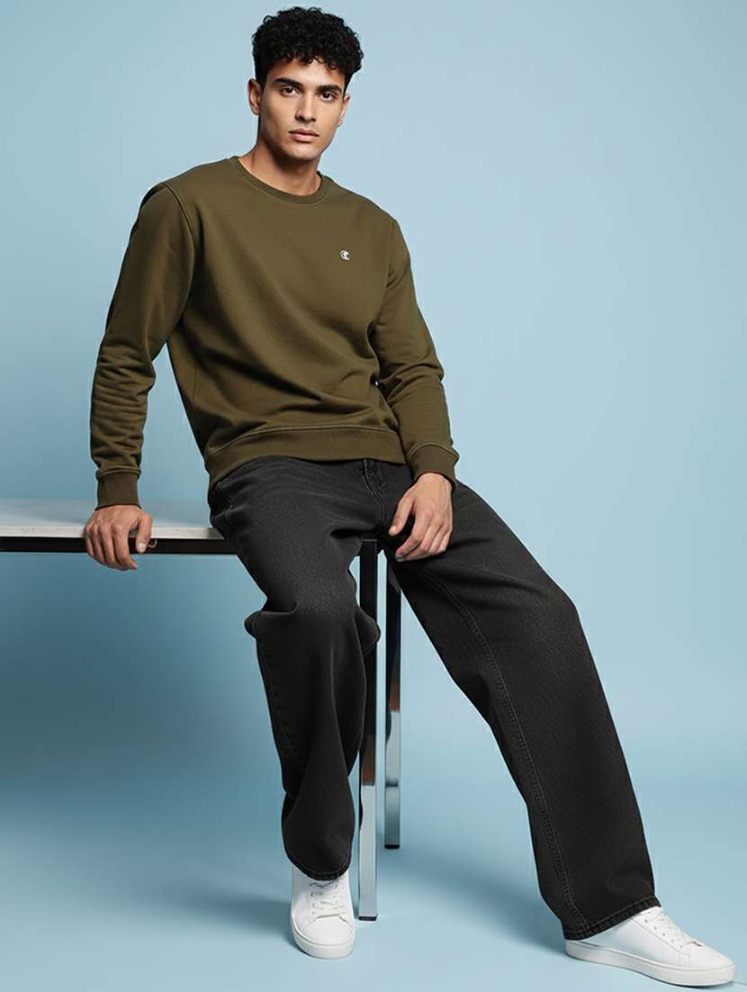 men solid long sleeve regular fit sweatshirt