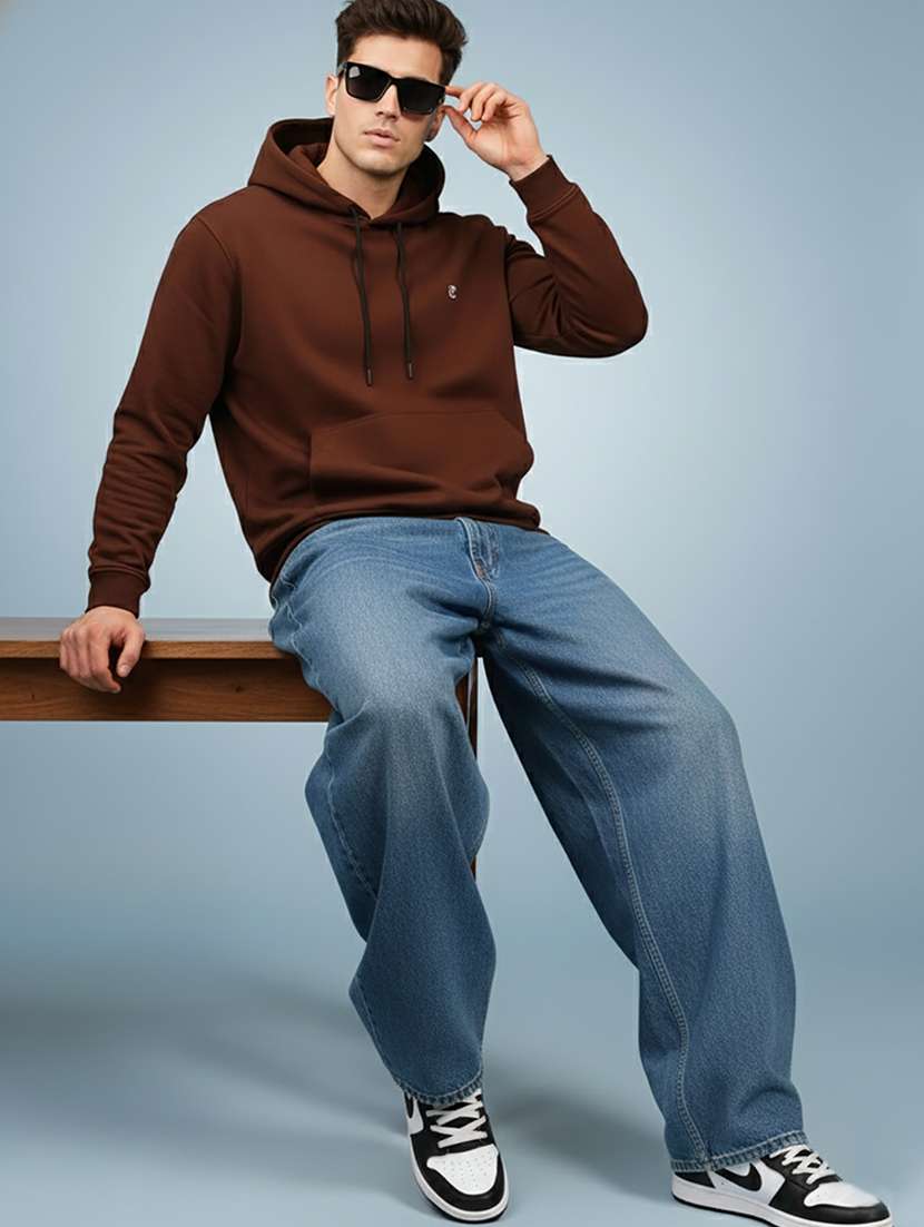 men solid long sleeve regular fit sweatshirt