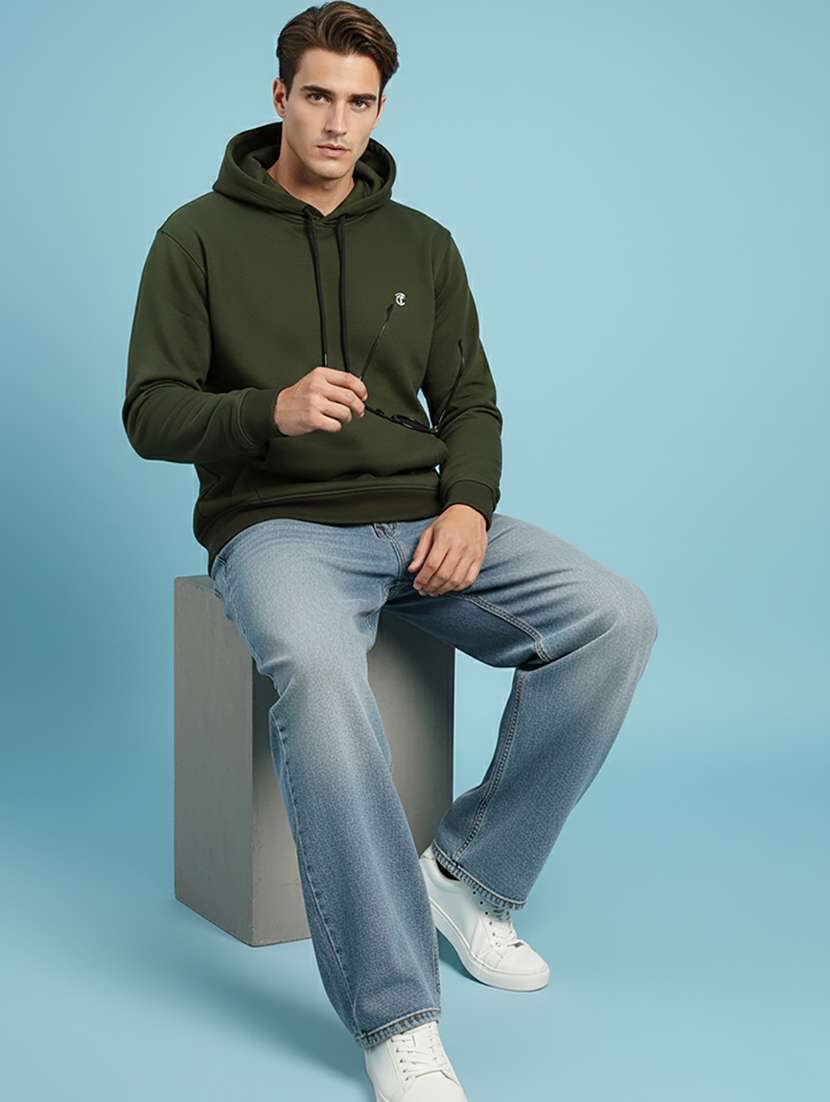 men solid long sleeve regular fit sweatshirt