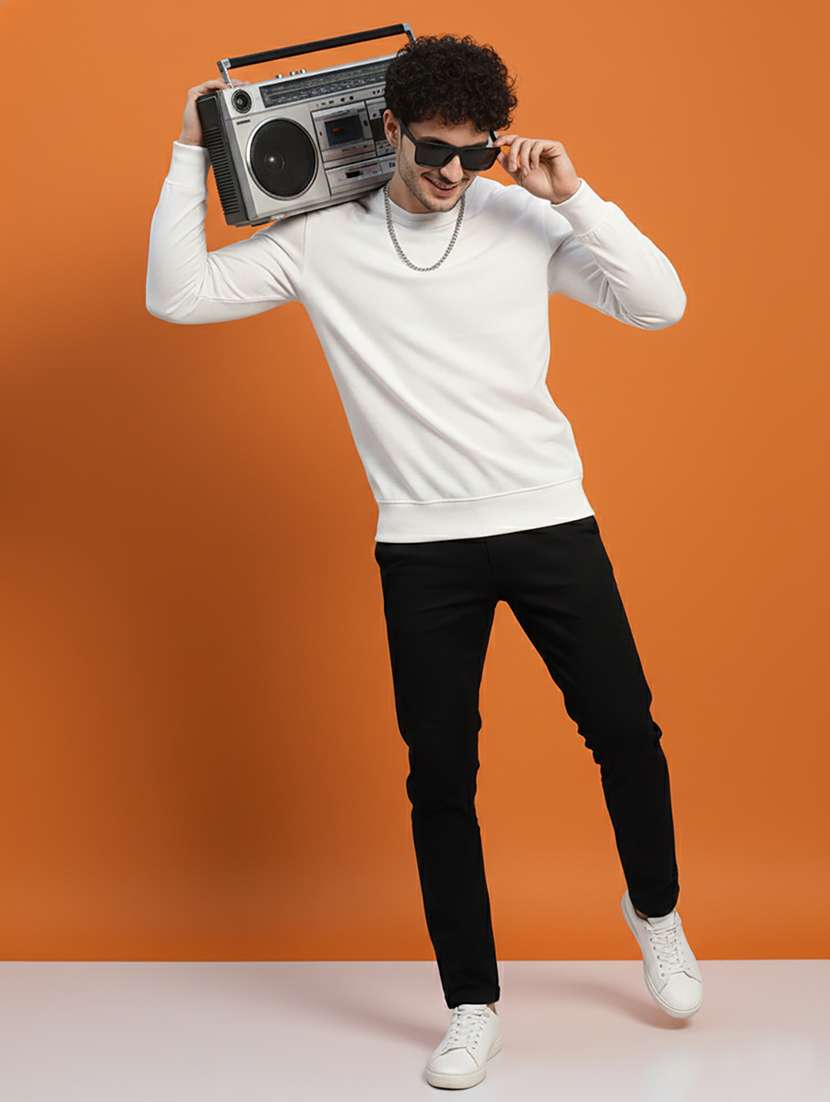 men solid long sleeve regular fit sweatshirt