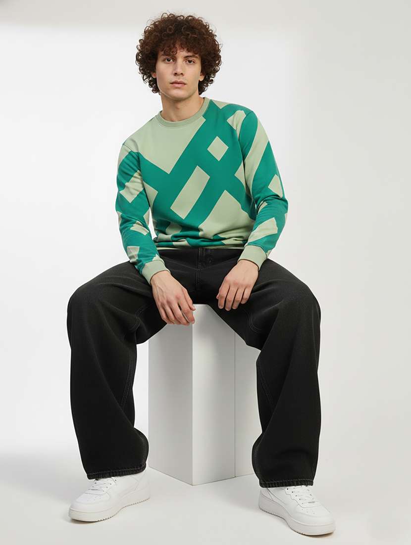 men printed long sleeve regular fit sweatshirt