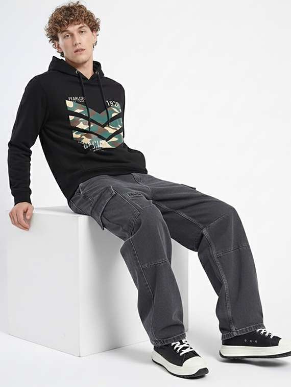 men printed long sleeve regular fit sweatshirt