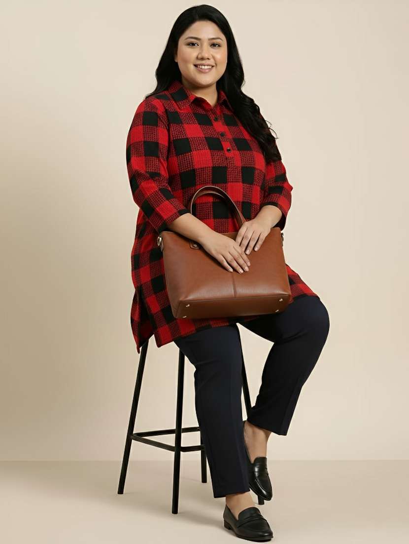 women checkered three quarter sleeve woolen kurti - 22267046 -  Standard Image - 5
