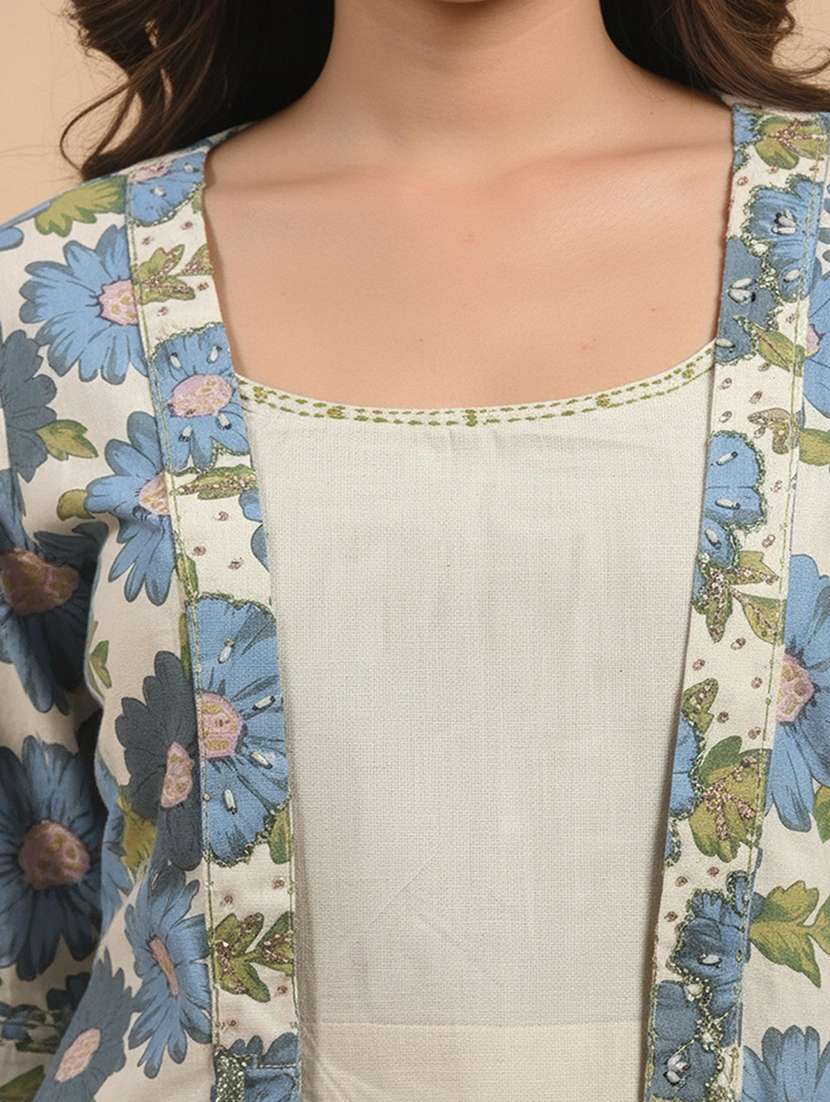 women three quarter sleeve ethnic co-ord set - 22267063 -  Standard Image - 3