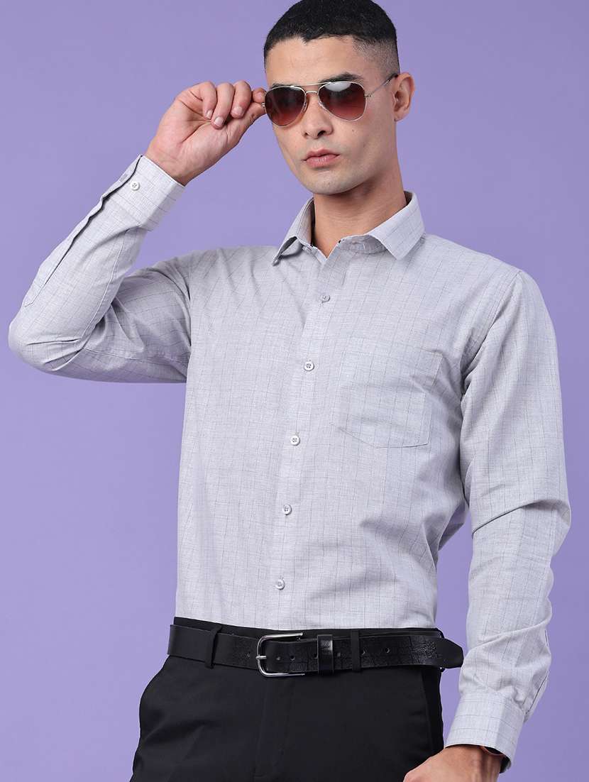 men printed long sleeves formal shirt