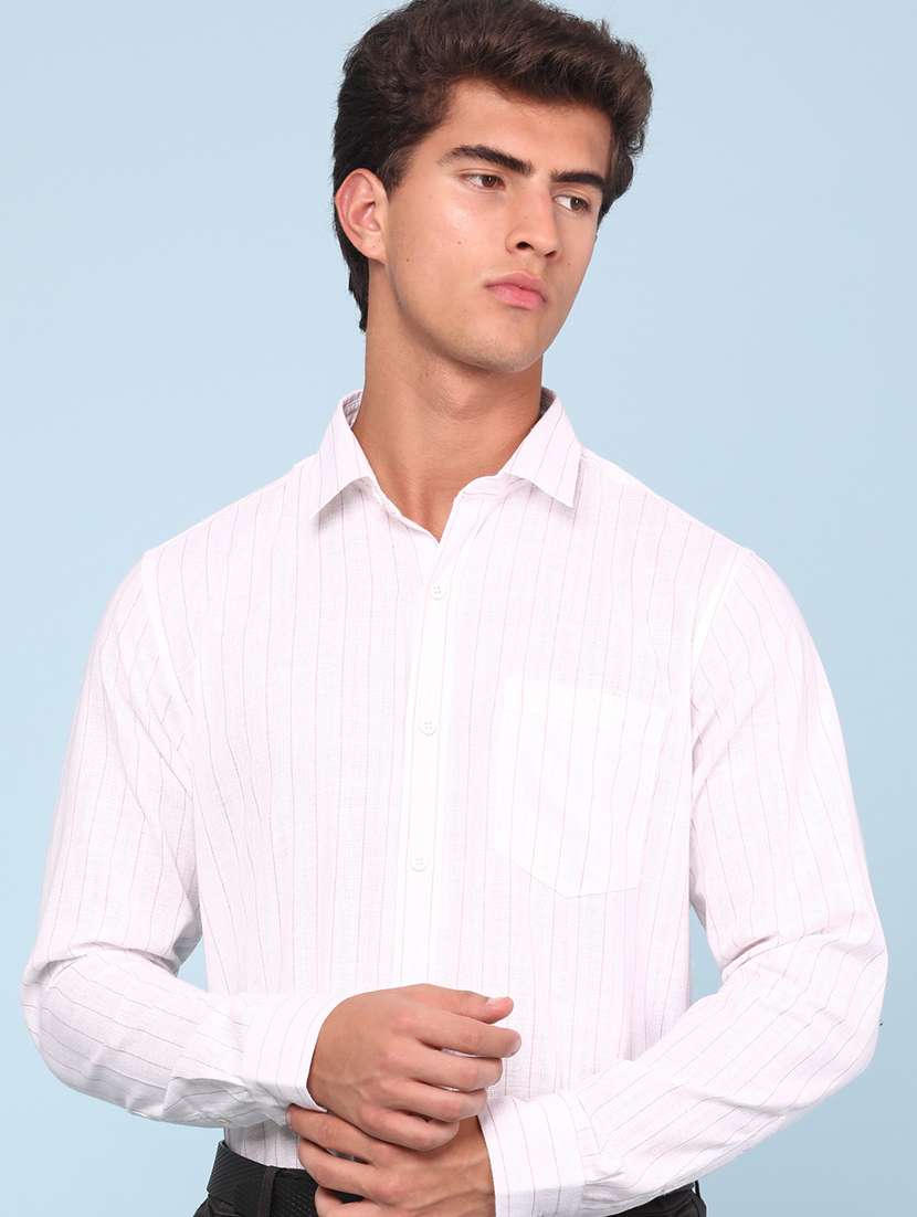 men printed long sleeves formal shirt