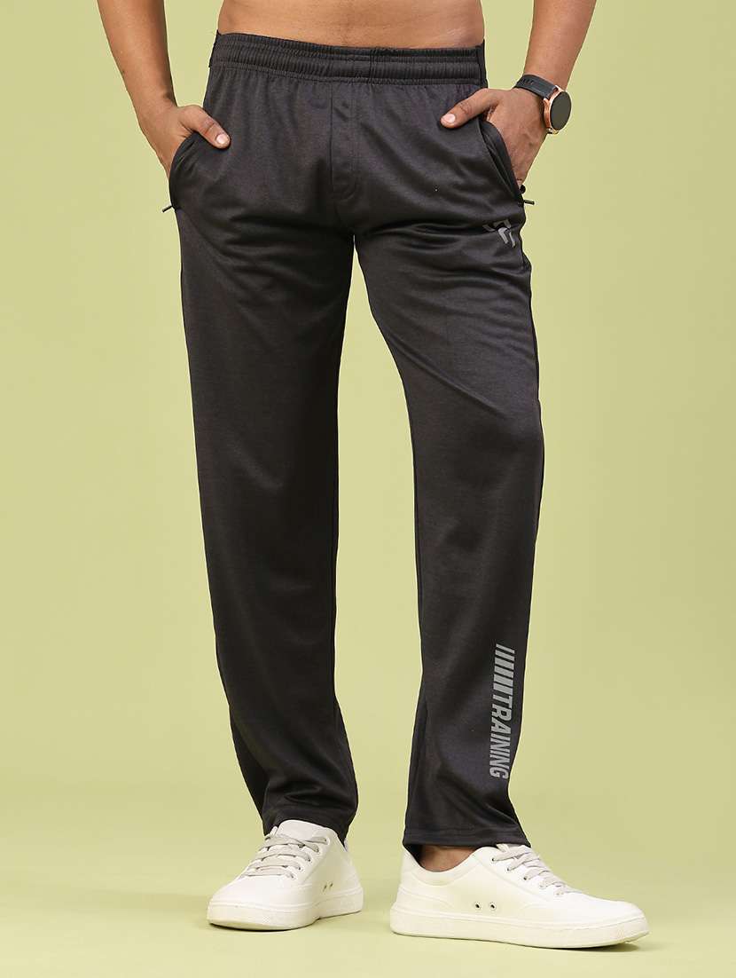 men typographic mid rise full length track pant